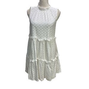 ASOS Dress Size 8 Eyelet Sleeveless Layered Summer Cover Up Cotton ?‎ Womens